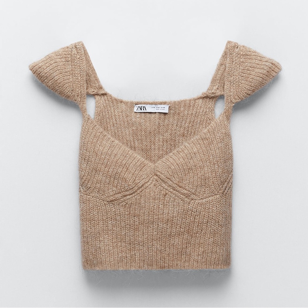 Zara Tan Knit Crop Top
